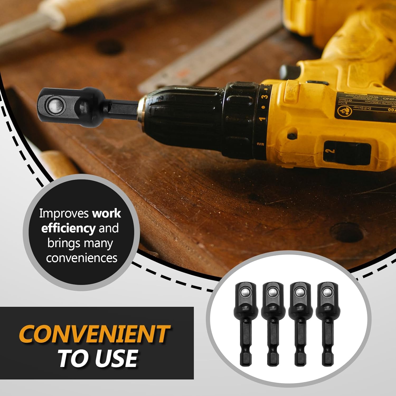 12 Pcs Impact Socket Adapter, Square Socket Extension Driver Bits Hex Adapter, Adapter Kit for Drills/Automotive/DIY(1/2 Inch)