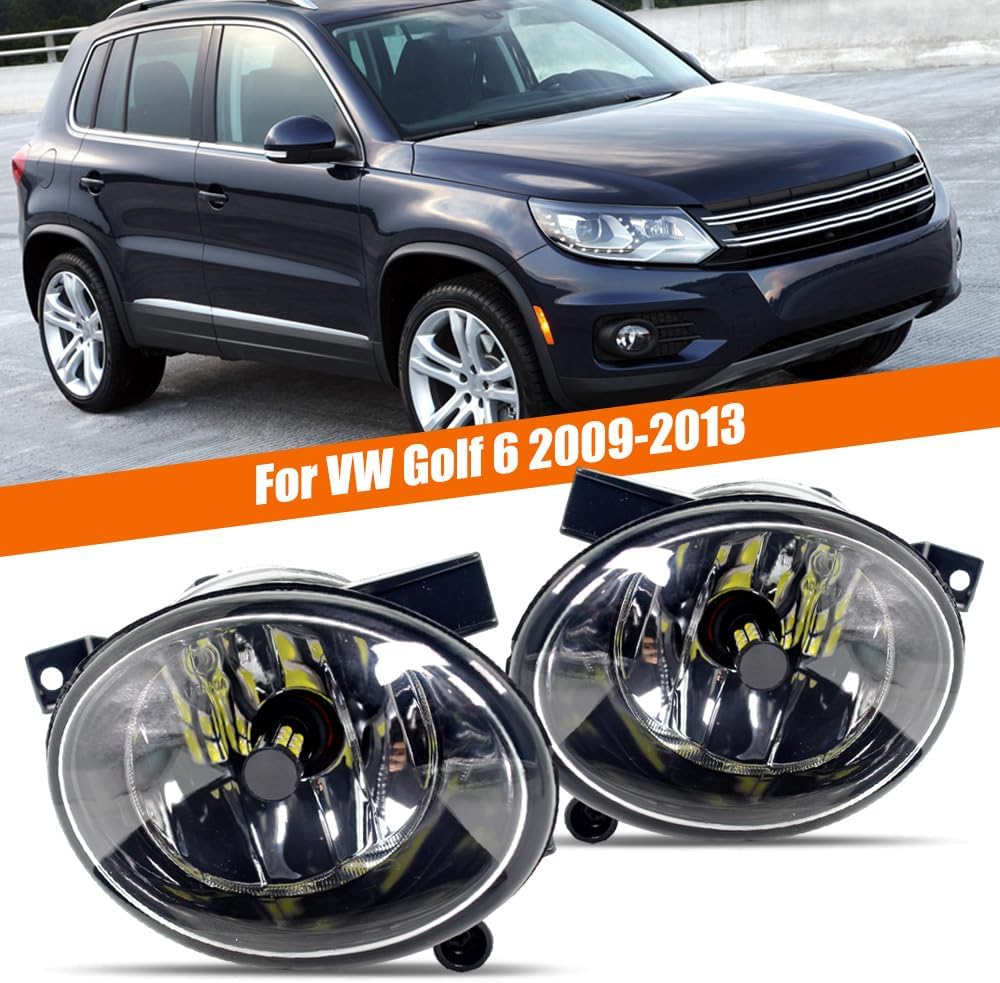 LED Fog Light Lamp Assembly For VW Golf 6 2009-2013 Tiguan 2012-2018 Beetle 2012-2016 EOS 2011-2016 Jetta 2011-2014| 5K0941699 5K0941700 | Left Driver Side & Right Passenger 2 Pcs