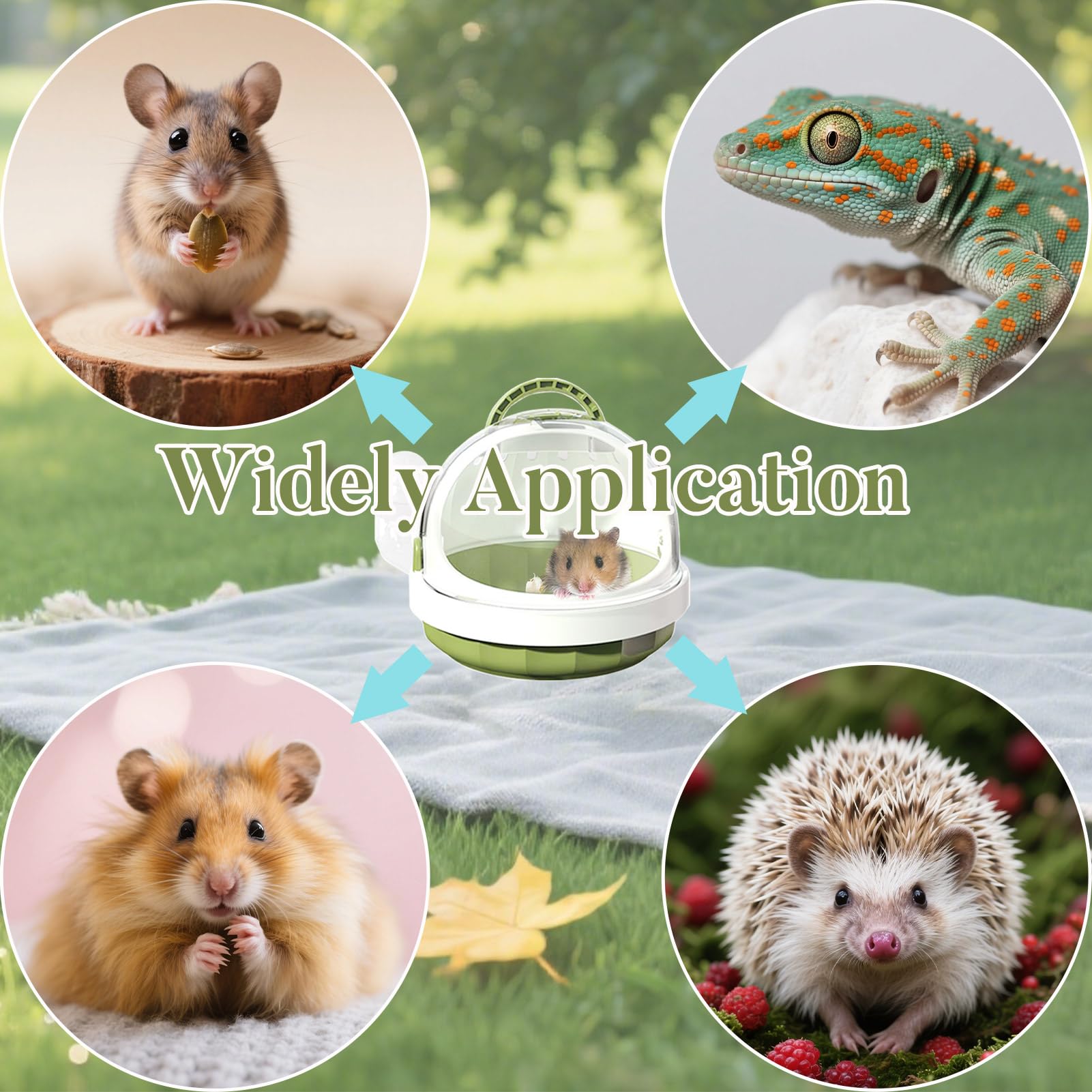 Cage de Transport Portable pour Hamster, Transporteur pour Petits Animaux, avec Aérations et Bouteille D’Eau Amovible, Adapté pour Cochon D’Inde Hérisson Hamster et Écureuil