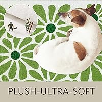 Vista 6 de SHIYUE Alfombras verdes de baño, tapetes de piso de microfibra suaves y esponjosos para baño, antideslizantes e impermeables en el reverso, tapete