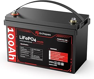 DR.PREPARE 12V 100Ah LiFePO4 Battery, 12v Lithium Batteries with 100A BMS, 1280Wh Group 31 Deep Cycle Lithium Iron Phosphate Battery for RV, Trolling Motor, Solar Power, Off-Grid, Home Energy Storage