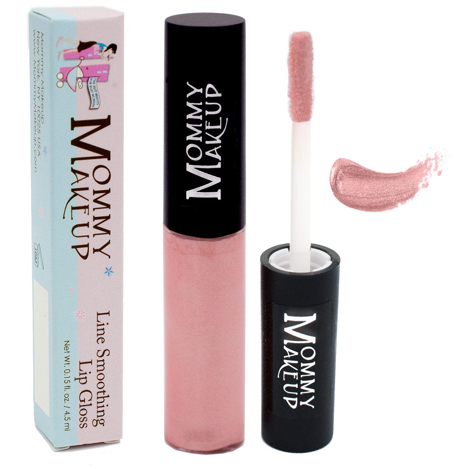 Mommy Makeup Line Smoothing Lip Gloss with Brown Algae & Golden Seaweed - Glossy, Moisturizing, High Shine, Paraben Free Lipgloss in Little Bo Pink (A