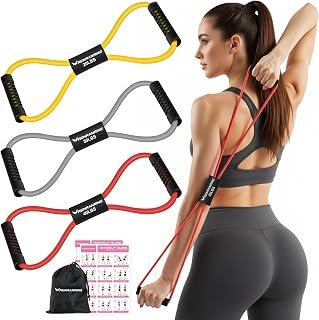 Resistance Bands with Handles, Figure 8 Fitness Bands, Exercise Bands Set | 3 Levels Stretch Bands, Physical Therapy Bands for Arm and Shoulder Stretch, Rope 8 Word Elastic for Women and Men