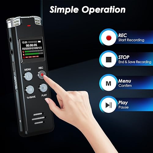 Miniatura 10 de Grabadora de voz digital de 16 GB de EVISTR Grabadora de voz activada con reproducción - Grabadora de cinta pequeña mejorada para conferencias