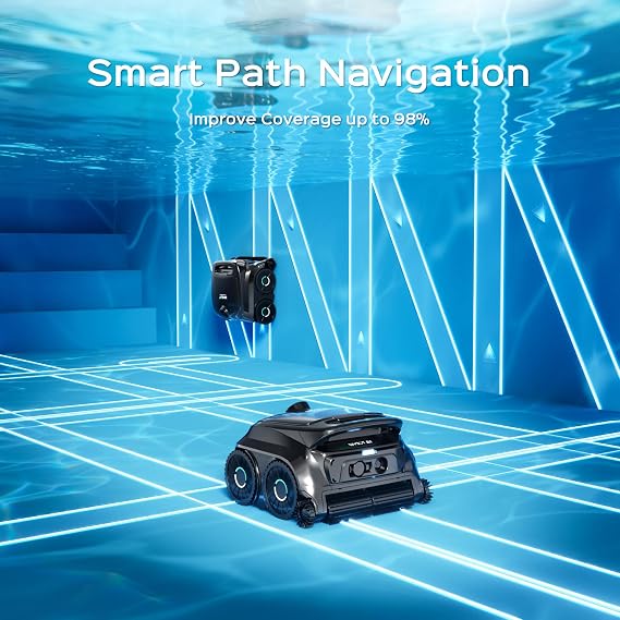 (2026 New) WYBOT B1 Robotic Pool Cleaner, Floor and Wall Cleaning, 120min Runtime Cordless Pool Vacuum for Inground & Above Ground Pools, Smart Navigation, Self-Parking, Black Green