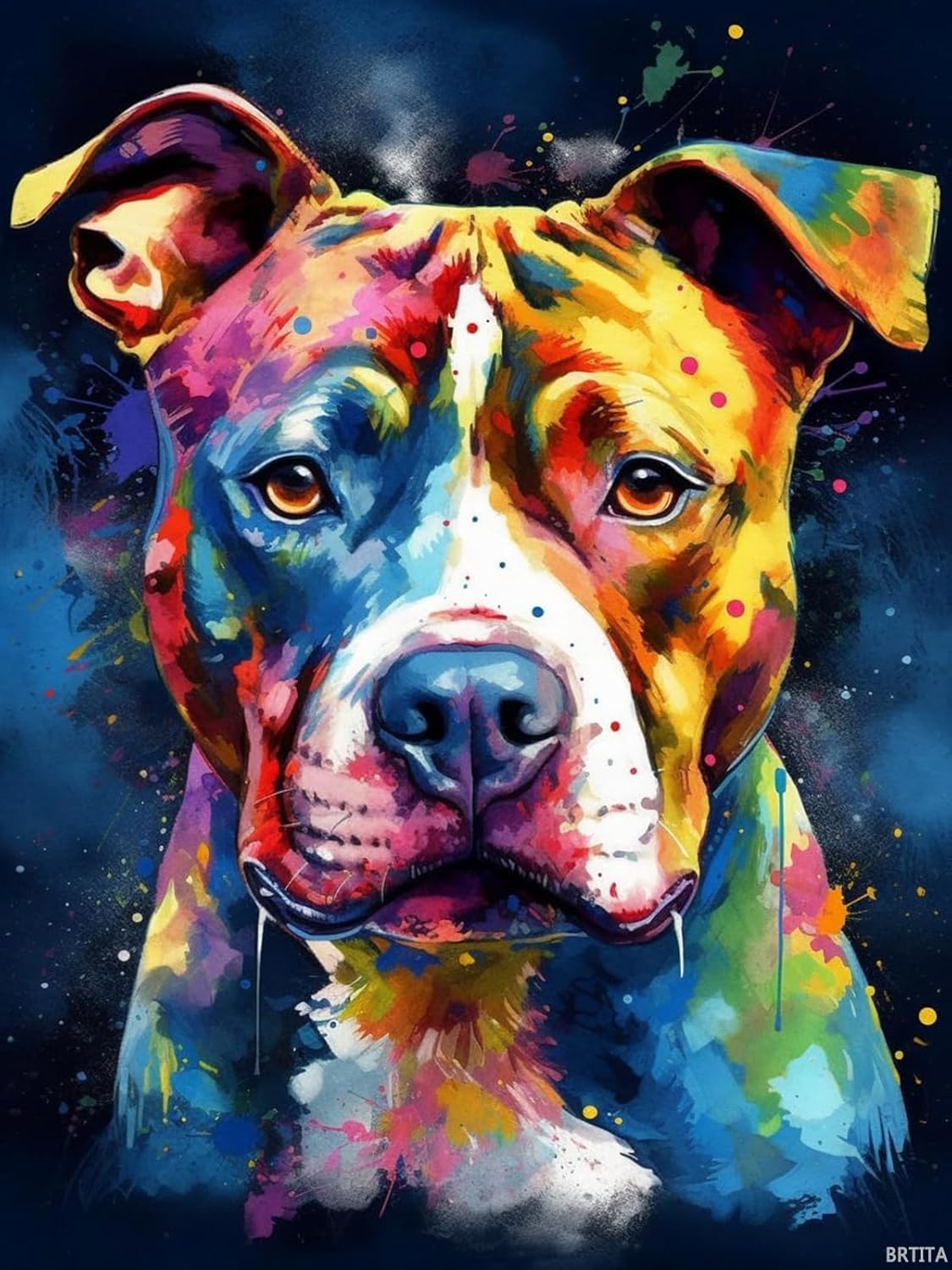 BRTITA Diamond Art Painting Kits for Adults, American Terrier American Staffordshire Terrier Dog 5D DIY Full Round Drill Paint with Diamond Dots, Home Wall Decor 12x16in / 30x40cm