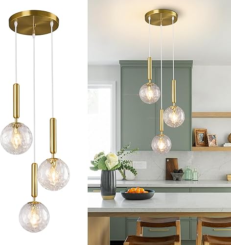 Miniatura 27 de 9-Lights Gold Chandelier with Milk White Glass Mid Century Modern Globe Pendant Light for Foyer Living Room Entryway Hallway Oro (vidrio de