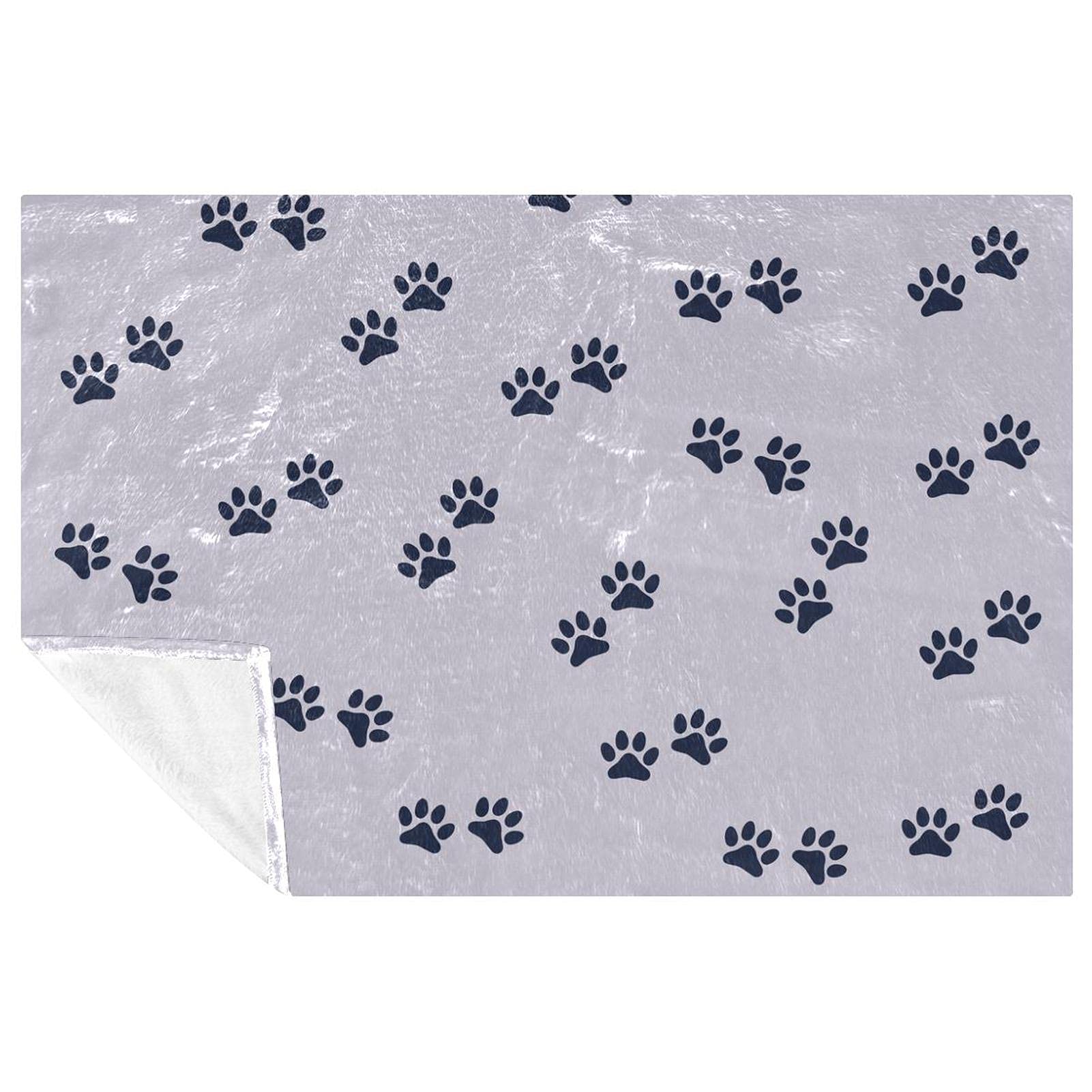 Couverture chaude pour chien et chat violette 150x100 cm, le plaid réconfortant motif pattes