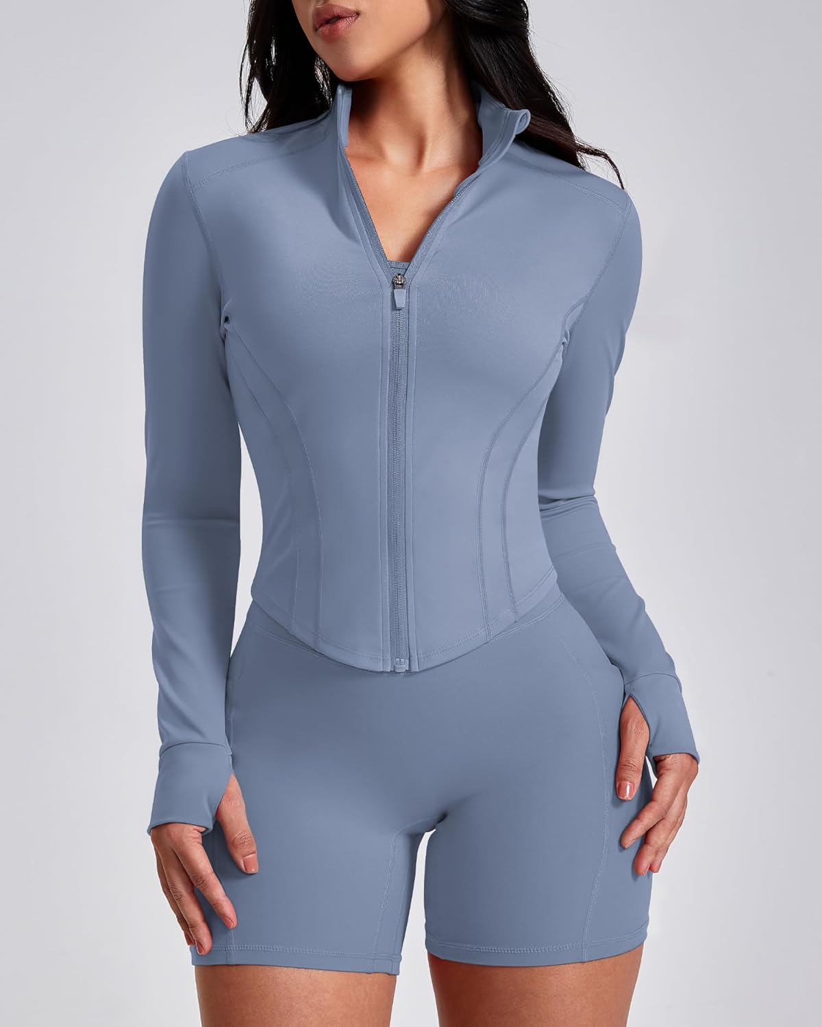 GYM RAINBOW Workout Jackets for Woman Lightweight Athletic Full Zip Running Jacket BBL Cropped Jackets Slim With Thumb Holes - Image 3