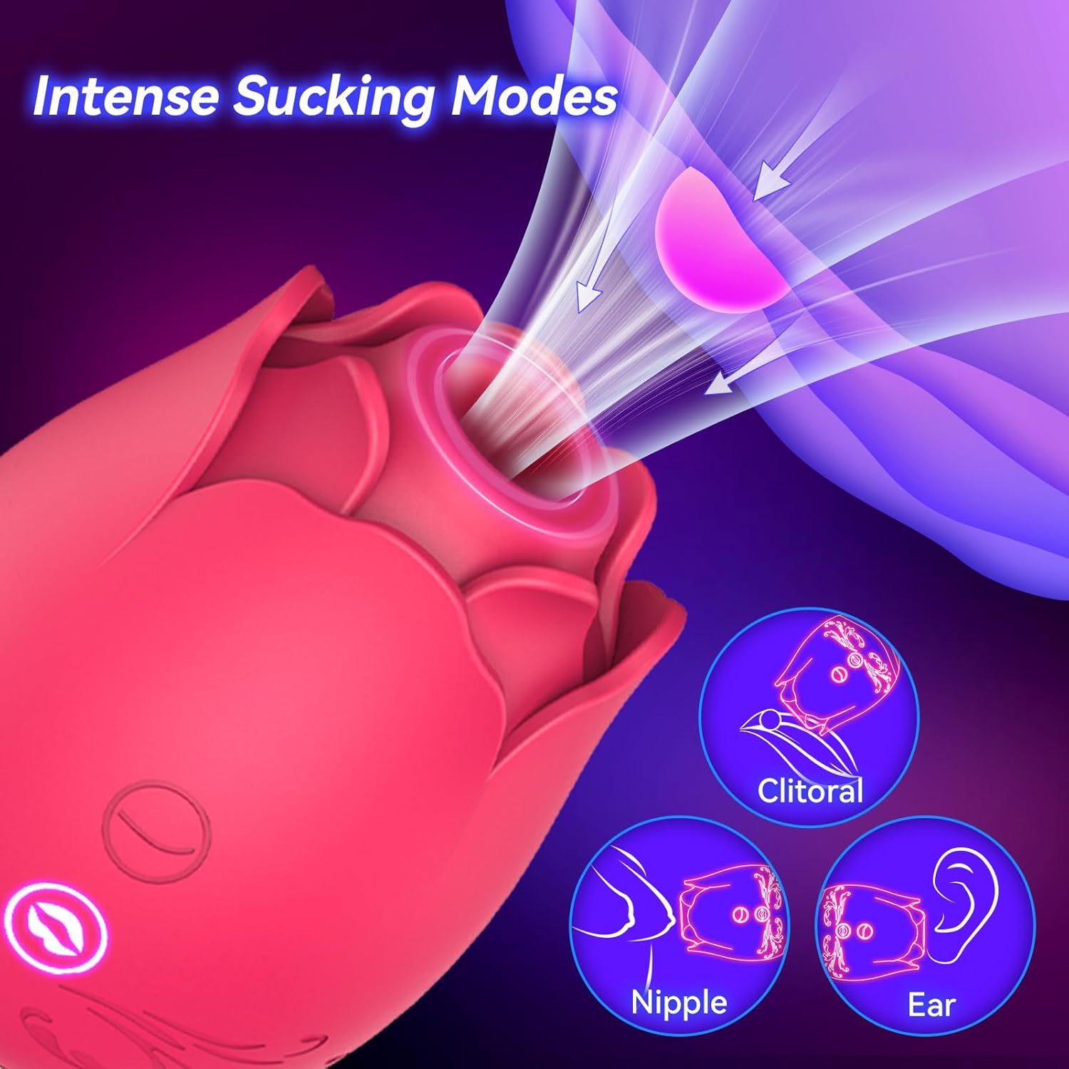 Sucking Vibrator Rose Sex Toys, G Spot Dildo Vibrator for Women with 10 Suctions 10 Flapping Modes, Rose Sex Stimulator Adult Toy