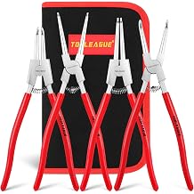 TOOLEAGUE 4 Pcs Snap Ring Pliers Set, Circlip Pliers, 13 inches Internal/External Heavy Duty for Ring Remover Retaining Straight Bent Lock Ring Pliers Set
