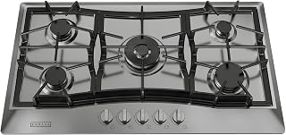 Empava 36 Inch Gas Cooktop with 5 Sealed SABAF Burners, Stainless Steel Built-in Stove Top, Auto Electric Pulse Ignition, Flame Failure Protection, LPG/NG Convertible