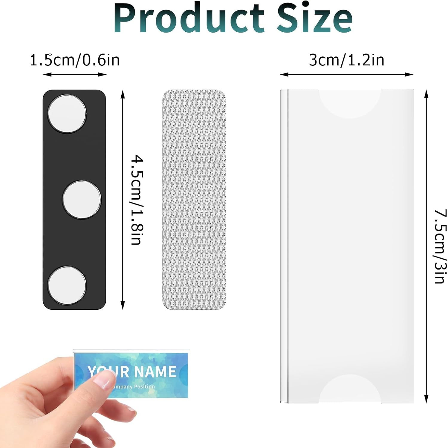 Magnetic Name Tags Kit 30Pcs, Magnetic Badge Holders Clear Acrylic Name Holder with Adhesive Tape for Business Office School