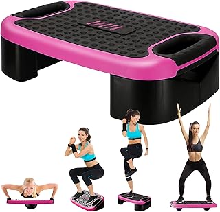 4-In-1 Aerobic Balance Board and Step Up Exercise Platform - Adjustable Multifunctional Balance Board Slant Board, Steppers for Exercise - Home Workout Non Slip Stepper Platform