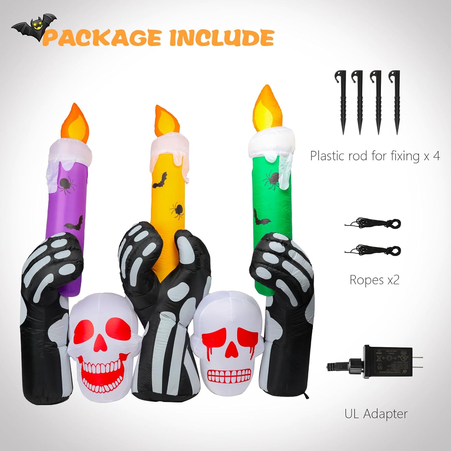 MUMTOP 6 Ft Height Inflatable Outdoor Halloween Decoration, Inflatables Spooky Skull Heads with Large Candles Halloween Decorations Blow up with Built-in LED Lights for Yard Party Holiday Garden Decor