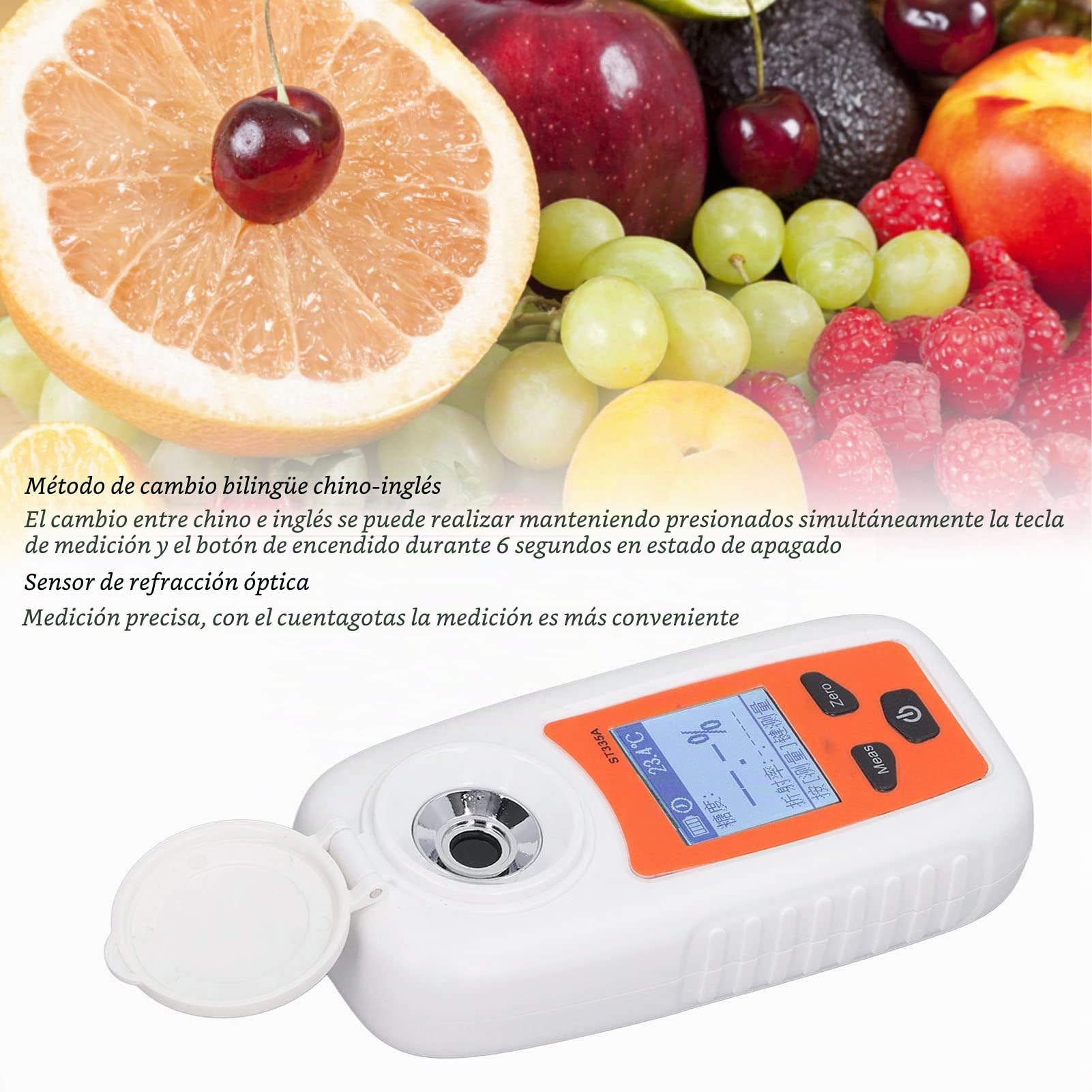 Digital Medidor de Contenido de Azúcar, Medidor Brix Refractometro Digital Medidor de Azúcar de Frutas Probador de Dulzura