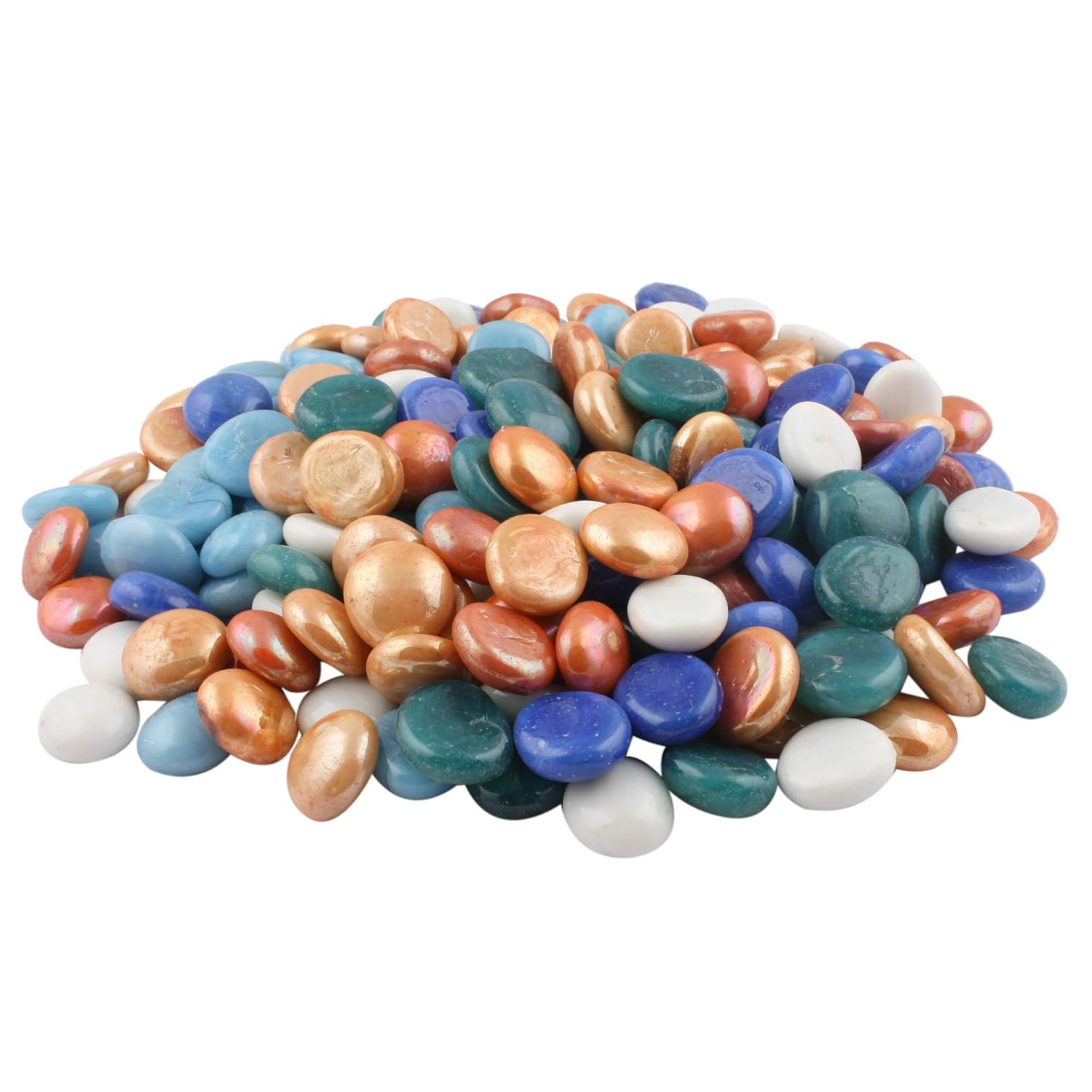 Amazing Stones Opaque Half Round Aquarium Glass Pebbles for Garden and Living Room Decor