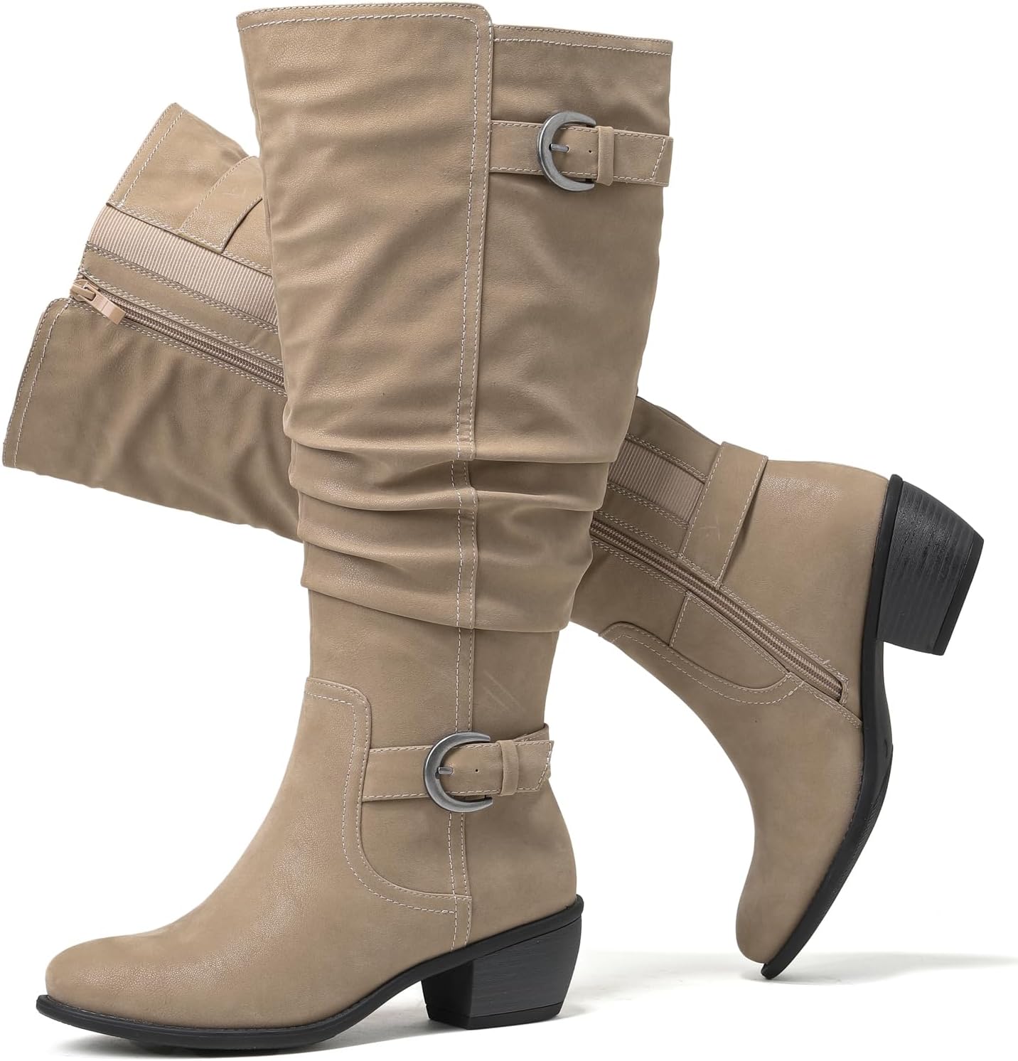 Luoika Women's Low Heel Boots - Extra Wide Calf Comfort