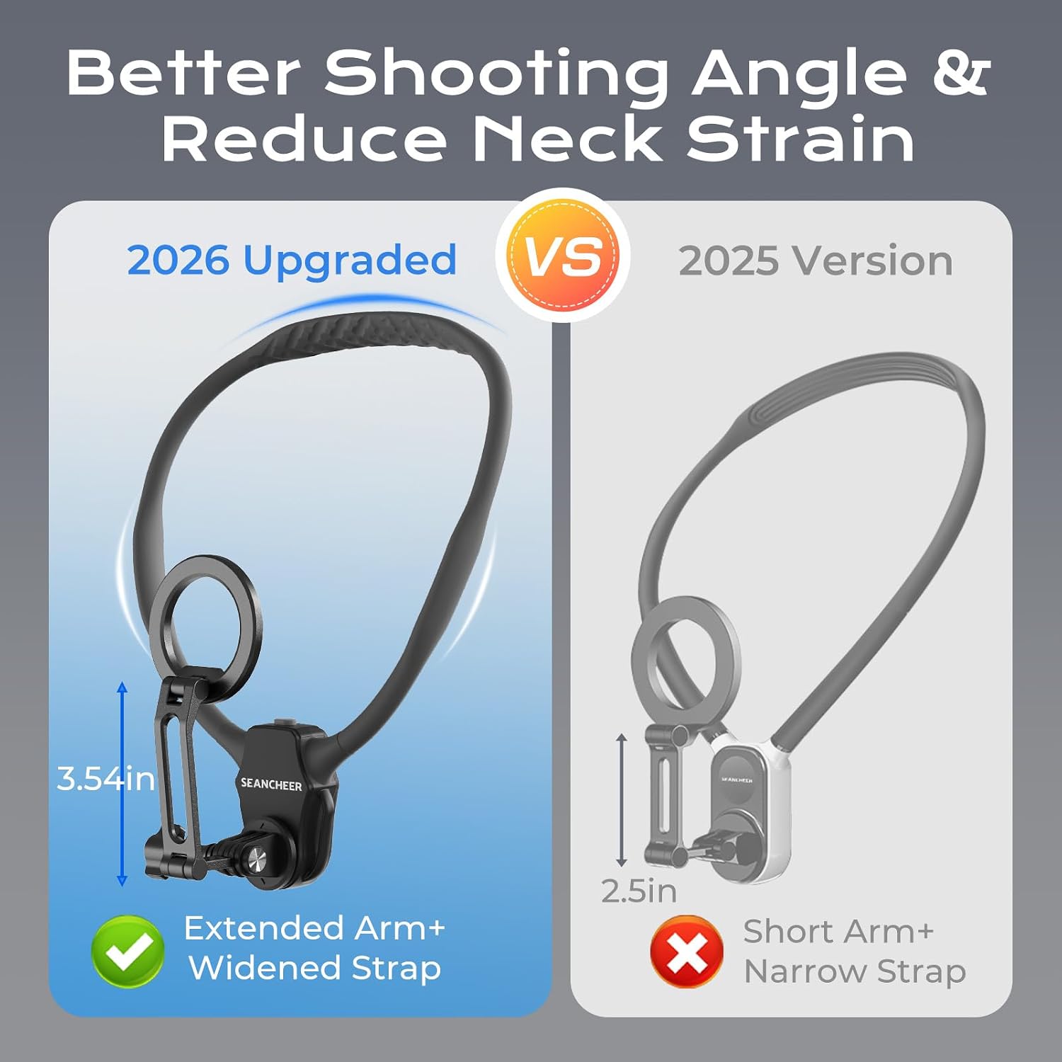 【2026 Extended Long】 Magnetic Neck Mount for Phones,Neck Phone Holder