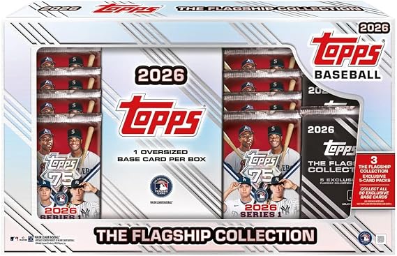 2026 Topps Baseball Series 1 Collection Box 1 Oversized Base Card per Box + 3 Exclusive 5-Card Flagship Collection Packs