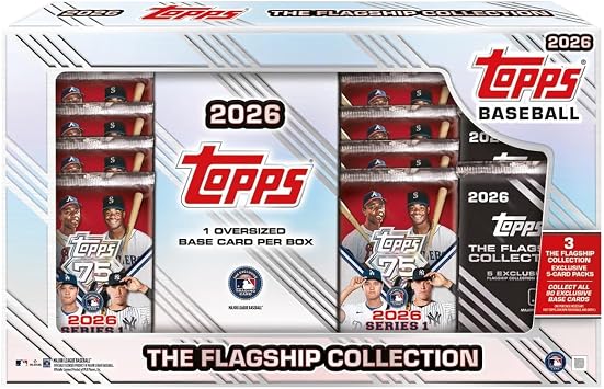 2026 Topps Baseball Series 1 Collection Box 1 Oversized Base Card per Box + 3 Exclusive 5-Card Flagship Collection Packs