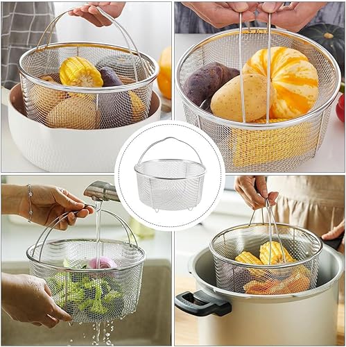 Miniatura 8 de Cabilock Cesta de acero inoxidable para freír profunda, cesta redonda de malla de alambre con asa, colador de cocina para papas fritas, servir