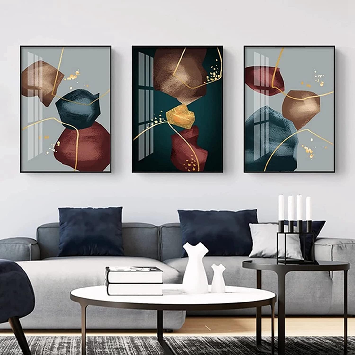 JNAOZI Abstract Line Geometry Pictures, Abstract Botanical Art Poster, Interior Home Decor Wall Art