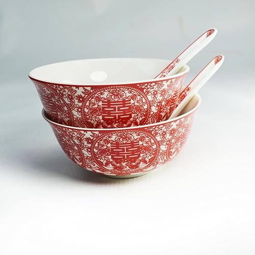 Miniatura 5 de Liang baobao Juego de 2 cucharas de té de boda chino, dragón de porcelana y fénix para adultos, hombres, mujeres, parejas, fiesta de boda (4 juegos