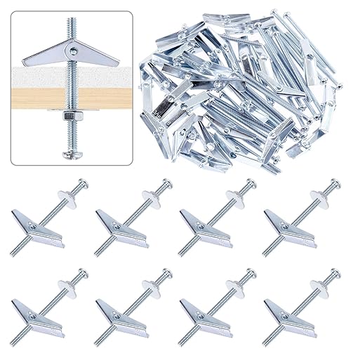 Miniatura 9 de Tanstic 30 juegos de pernos de palanca de 18 de pulgada y tuerca de ala, anclajes de palanca de mariposa con tuercas de ala, tuercas hexagonales,