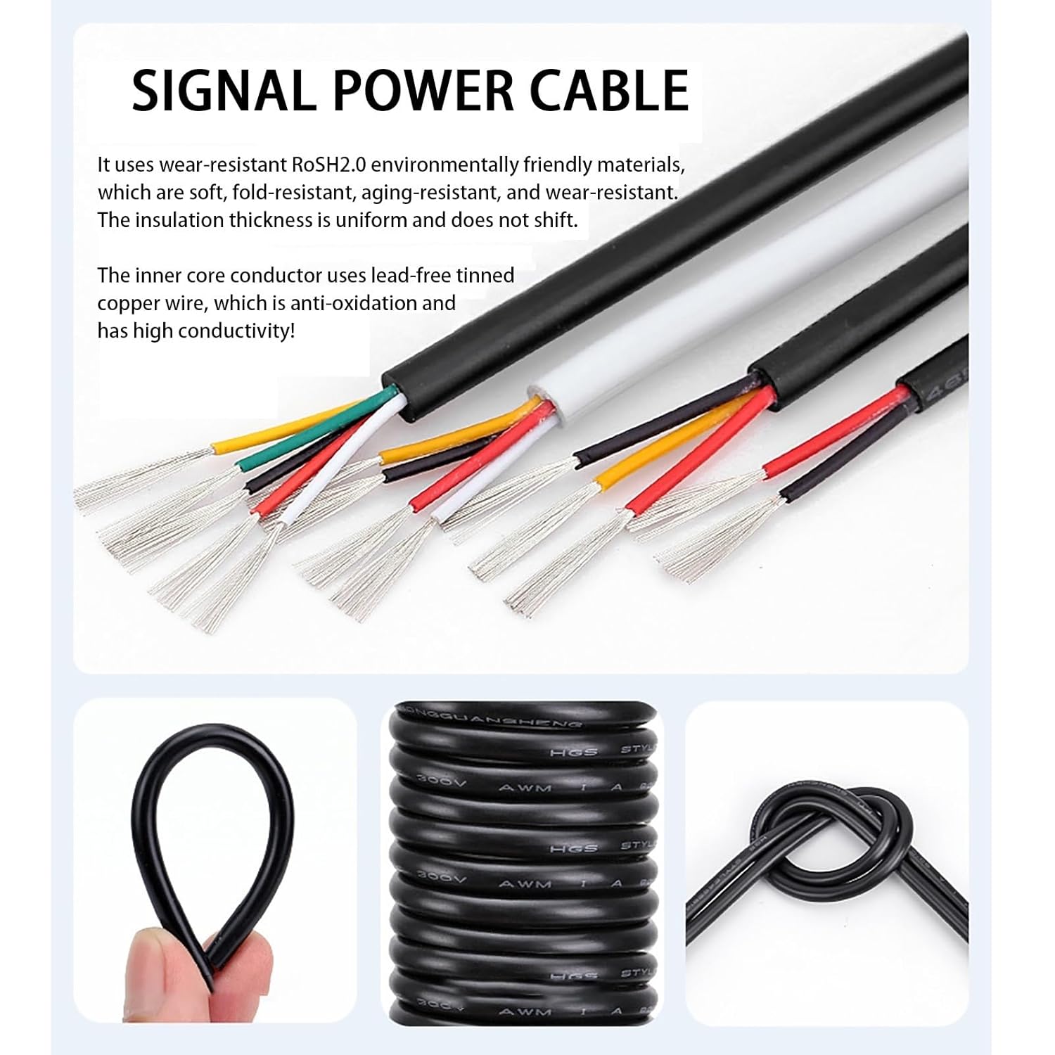 【入荷極小！新作】18ゲージ5導体電線、無酸素銅錫メッキ銅撚線ケーブル、屋外低電圧延長コードケーブル、LED照明、自動車用UL規格2464ケーブル(1