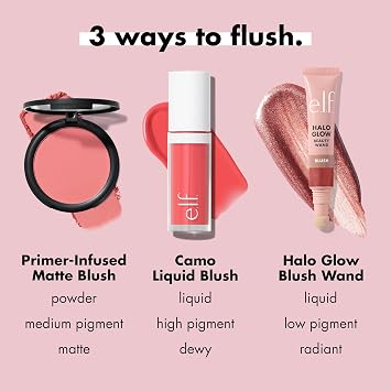 e.l.f. Primer-Infused Blush, Long Lasting & Budge-Free Makeup, Lightweight Feel & Medium Coverage, Always Cheeky