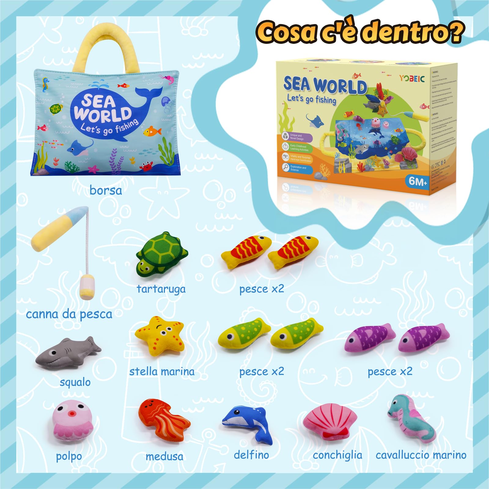 YOBEIC Montessori Giocattoli per bambini di 1 anno, Giocattoli da gioco prescolare per bambini, Giocattoli per bambini 1, 2 e 3 anni, classificazione dei colori, Regali per bambini che imparano le