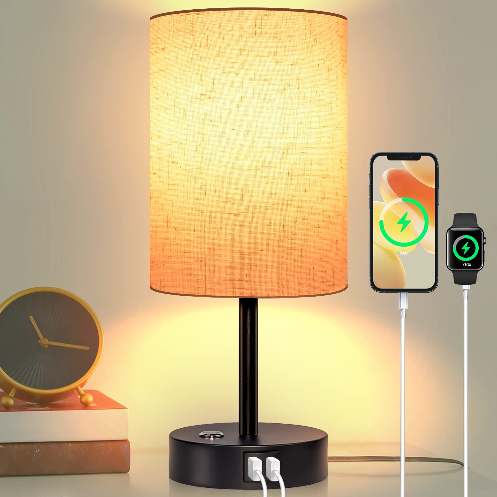 Dimmable Nightstand Lamp with USB Ports