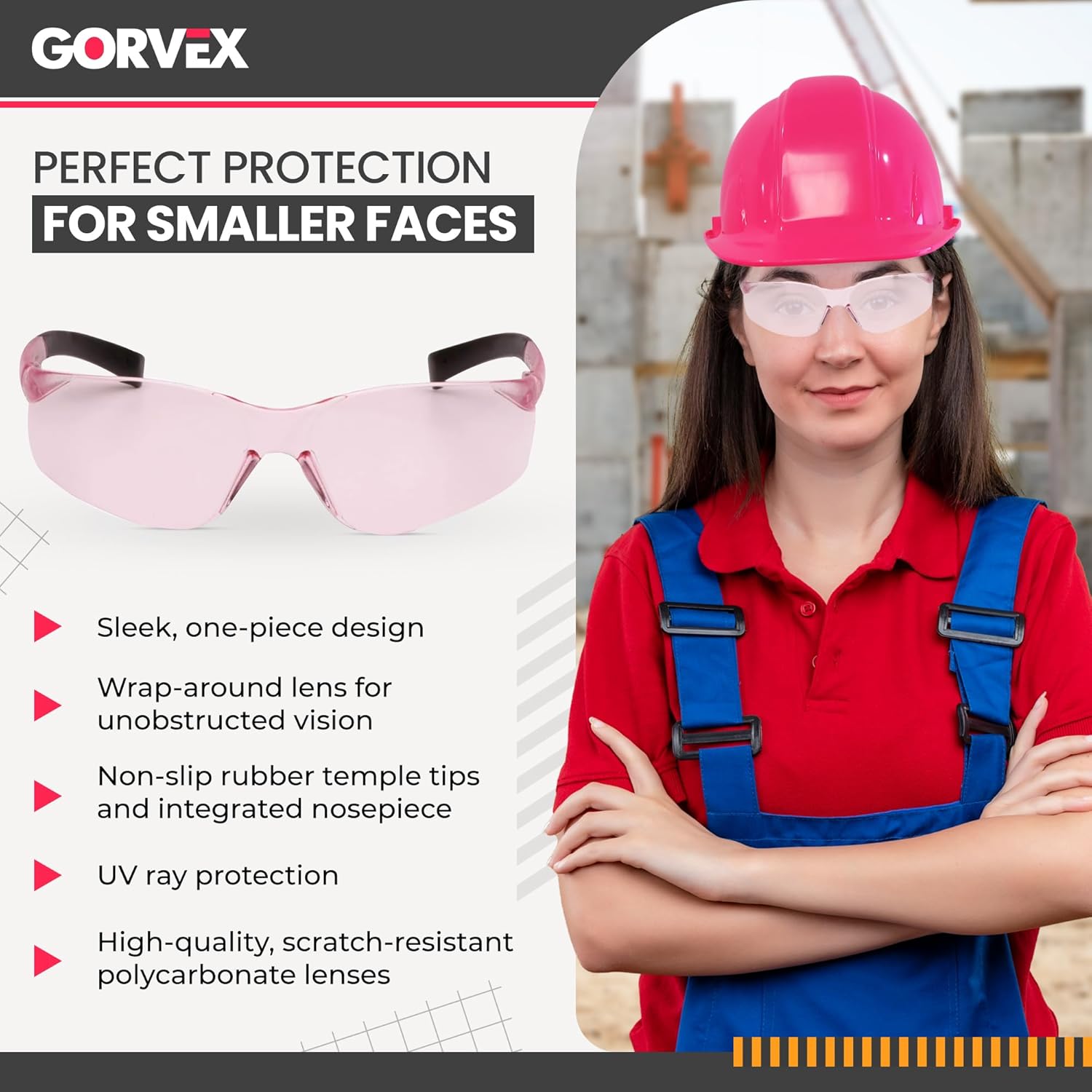 Pyramex Pink Hard Hat, Pink Safety Vest & Safety Glasses for Women, PPE Equipment Combo Kit - High Visibility Reflective Trim, Rachet Suspension Construction Helmet & Scratch Resistant Eyewear BUNDLE