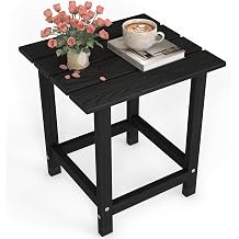 Outdoor Square Side Table, Adirondack Patio End Table, Weather Resistant HDPE Material, Easy to Clean for Backyard, Pool, Porch and Deck, Black