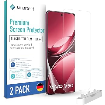 smartect TPU Protective Film for Vivo V50 / V50E 5G Pack of 2 HD tempered glass screen protector anti-scratch ultra-clear bubble-free fingerprint compatible case-friendly