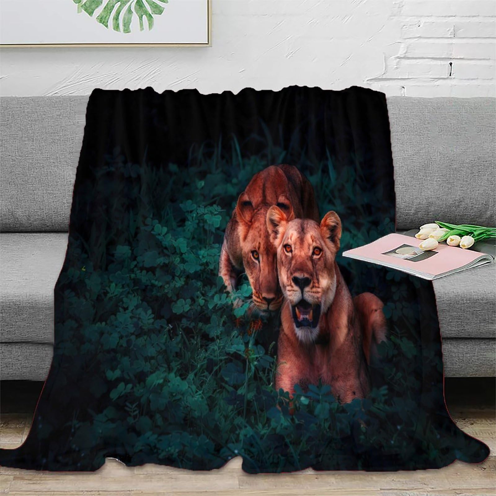 Literie natural wildlife photo lionne plaid chaud anti-poussière
