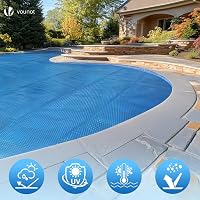 VOUNOT Prelată Solară Rotundă pentru Piscină, Diametru 305 cm, Grosime 120 µm, Folie Termică Decupabilă pentru Încălzirea Apei din Piscină, Albastru 2