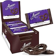 Asher's Chocolates, Chocolate Covered Pretzels, Gourmet Sweet and Salty Candy, Individually Wrapped Snack, Family Owned Since 1892 (18 count, Dark Chocolate)