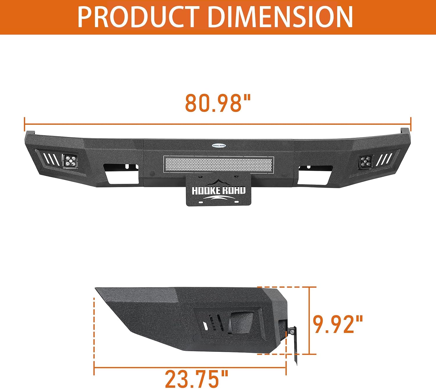 Hooke Road Titan Front Bumper for 2017-2024 Nissan Titan 2nd Gen Pickup (Exclude XD Version), Full Width Offroad Bumper with LED Lights, License Plate Mount, Sensor Holes