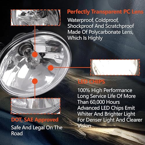 Vista 125 de GRAND ORANGE Luz antiniebla compatible con Chevy Cruze 2016 2017 2018 (no apto para modelos manuales Lt o manuales diesel) proyector de conducción
