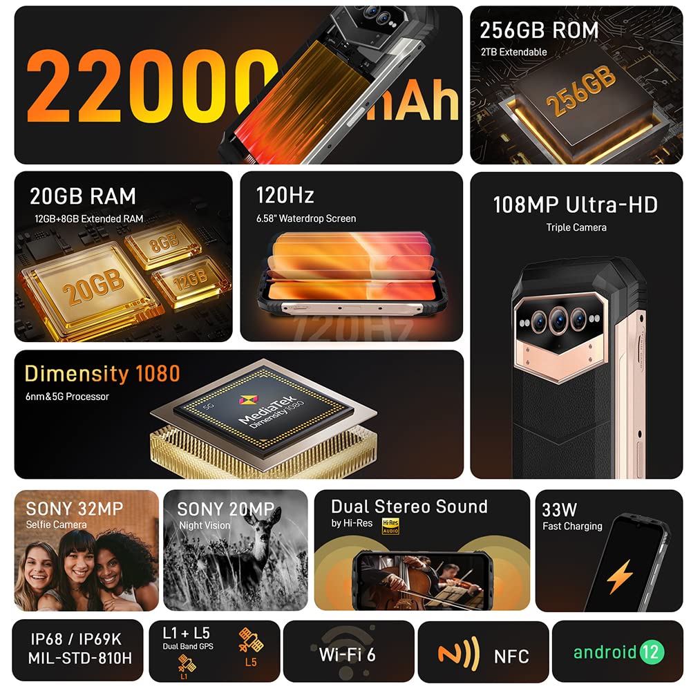 DOOGEE VMAX 5G Rugged Smartphone 22000mAh Battery - Dettaglio