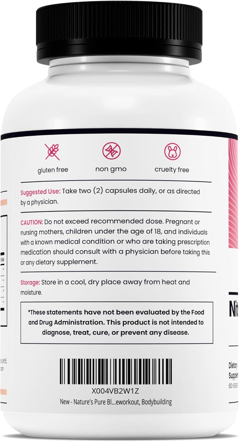 Nature's Pure Blend Nitric Oxide Supplements for Women – L-Arginine L-Citrulline – Heart Support & Flow Circulation Booster – 1500MG L Arginine and L Citrulline, Preworkout, Bodybuilding - Image 9