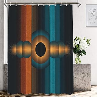 Shrahala Solar Eclipse Gradients Decorative Shower Curtain, Abstract Sun Rays Bathroom Décor Polyester Fiber Waterproof with Plastic Rings for Shower Stall Bathtubs 72 x 60 in