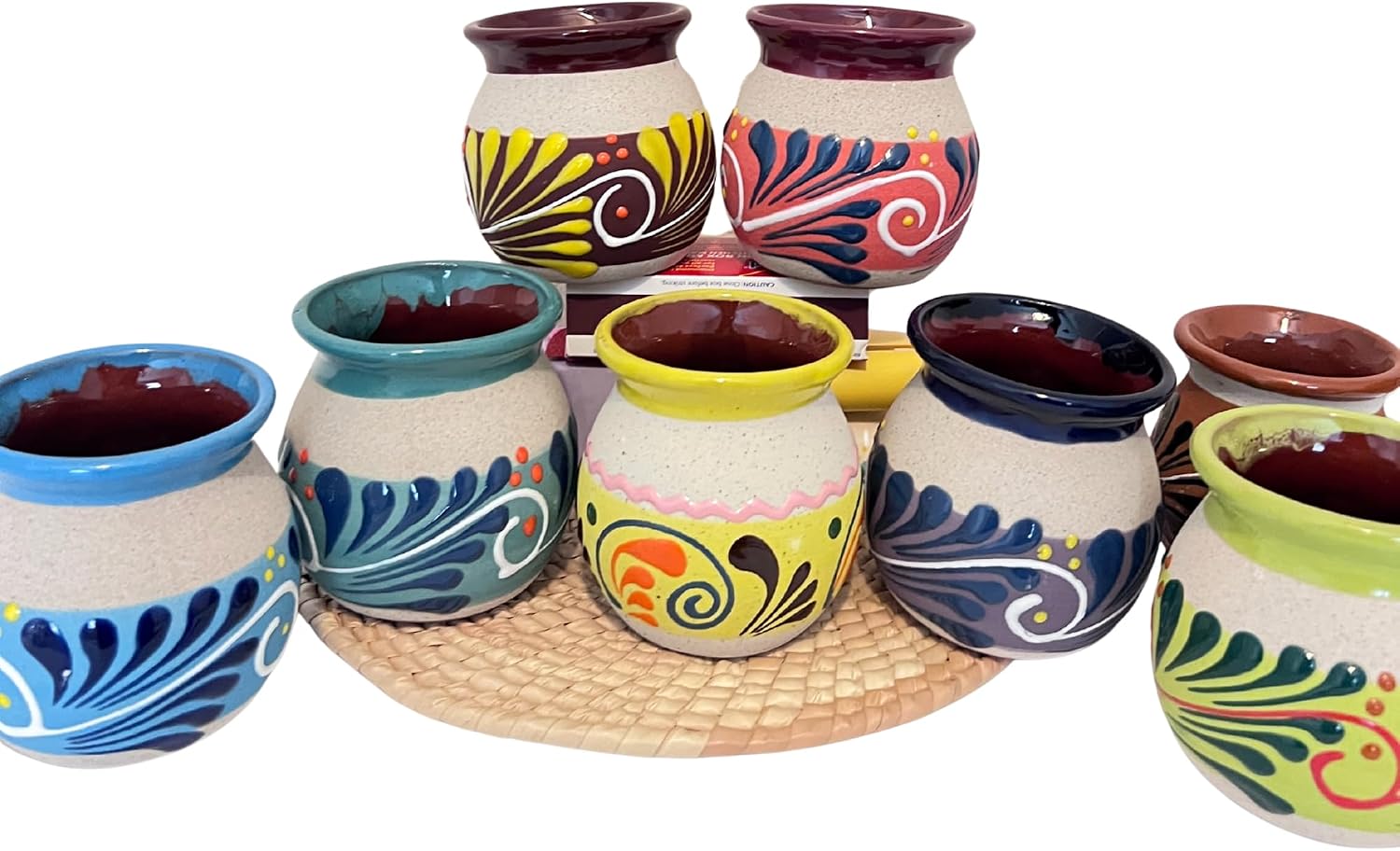 JARRITOS mexican mug clay, Mexican clay cup, MEXICAN cup hand painted Hand made Mexican pottery coffee mugs (Set of 2 Mix colors)