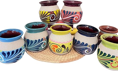 JARRITOS taza mexicana arcilla, taza de arcilla mexicana, taza MEXICANA pintada a mano hecha a mano cerámica mexicana tazas de café (4Mixcolorspack)