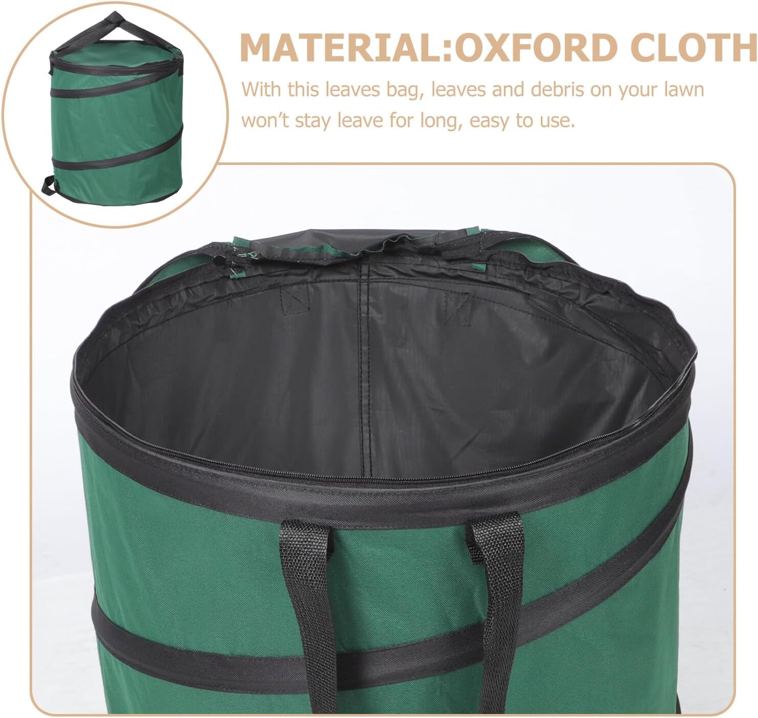 UPKOCH Collapsible Oxford Cloth Garden Leaves Collection Bag with Lid and Handles, 47x50cm Reusable Yard Waste Storage Pouch for Lawn and Garden Cleanup