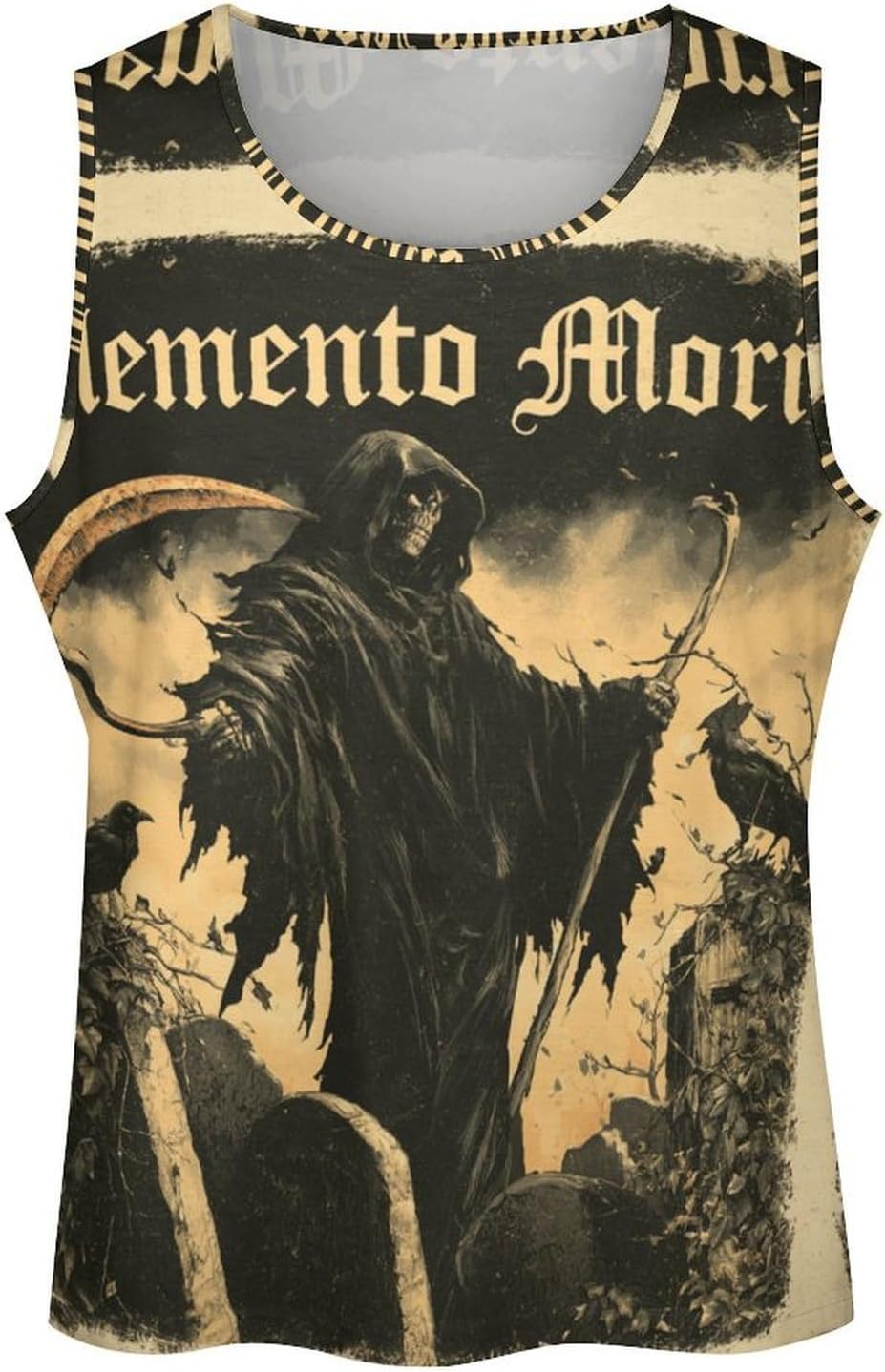 Memento Mori Men's All Over Print Muscle Tank Top Sleeveless V Neck Workout Gym Casual Sports Tee S‑5XL