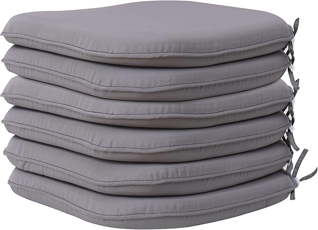 RACE LEAF Garden Chair Cushions,Chair Pads,Seat Pads for Dining Chairs,Cover Indoor Outdoor Seat Pad Cushions,for Your Living Room, Patio,Car,And More (Round Pack of 6, Light Grey)