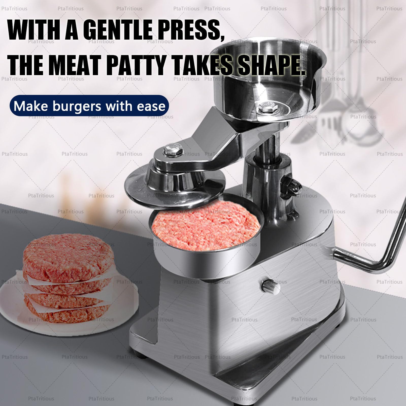 Hamburger-Rindfleisch-Pattypresse mit Edelstahlschüssel 15cm